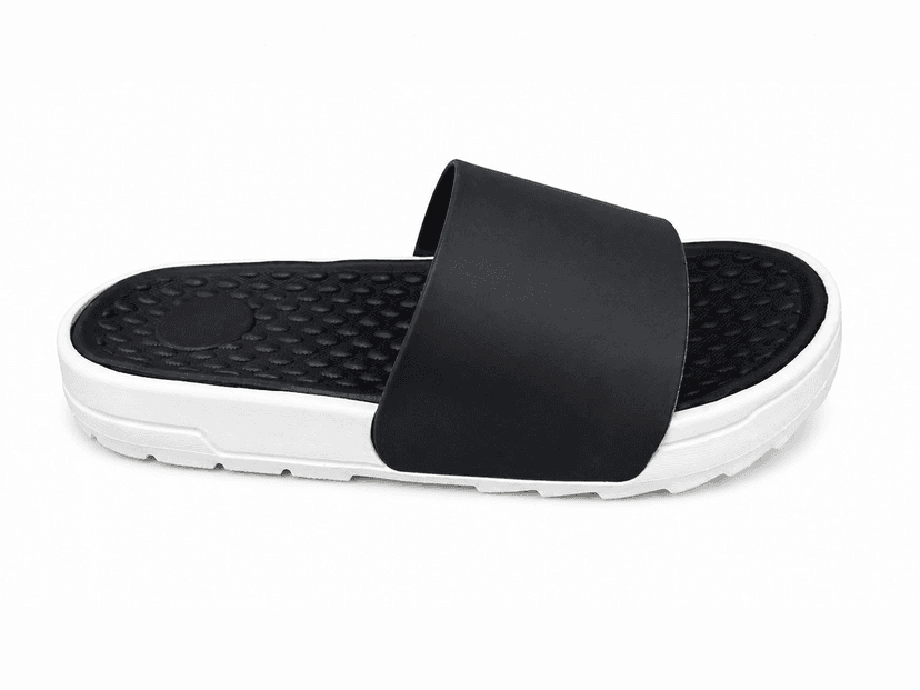 Textured-Footbed Contrast-Sole Slide