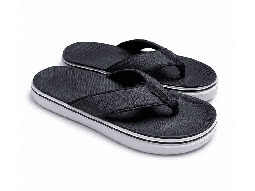 Contrast-Sole Wide-Strap Flip-Flop