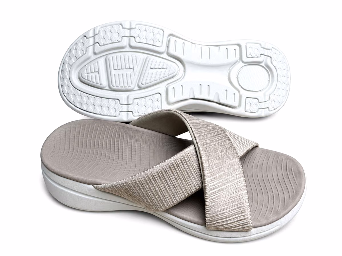 CS-038 cross-strap slide and outsole construction