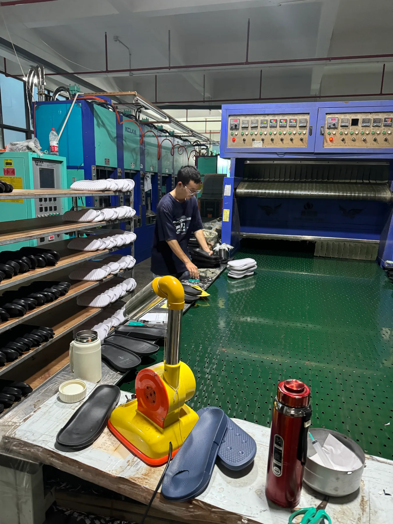 Production equipment beside the slide workstations